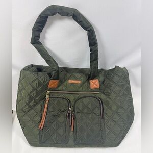 Joan & David Quilted Tote Bag Olive Green Large